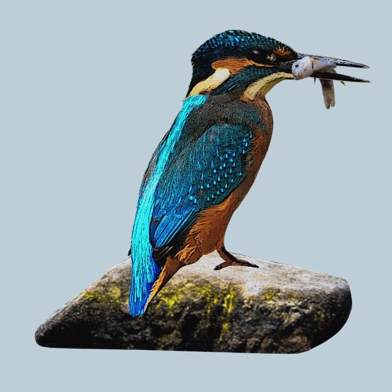 coole vögel, fischendes Eisvogel männchen