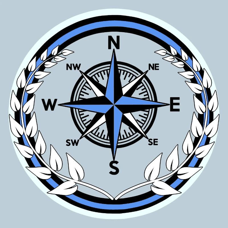 Compass Sailor Laurel Wreath Ahoy Maritime