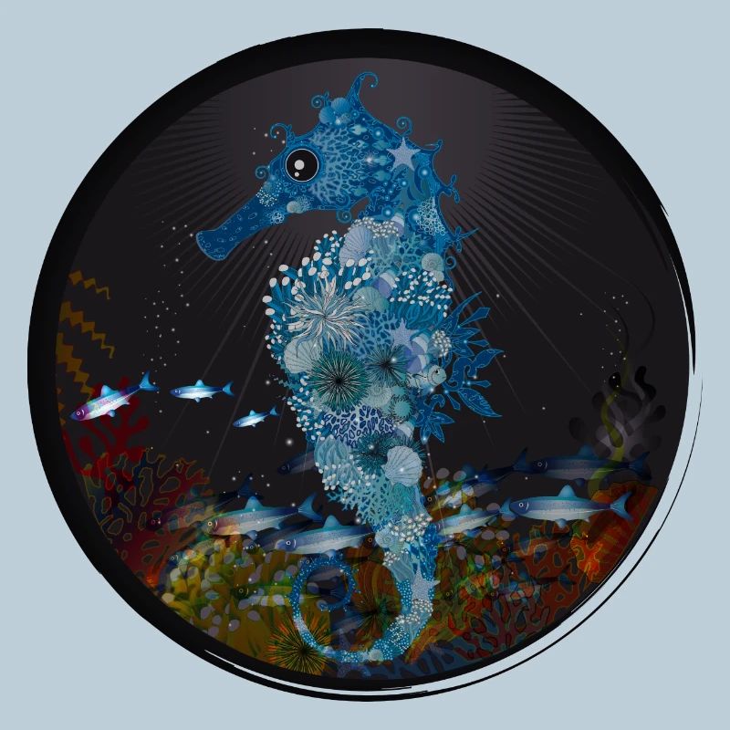 hippocampe bleu dans le monde sous-marin