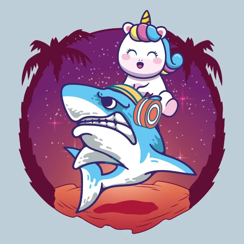 Unicorn Riding a Shark