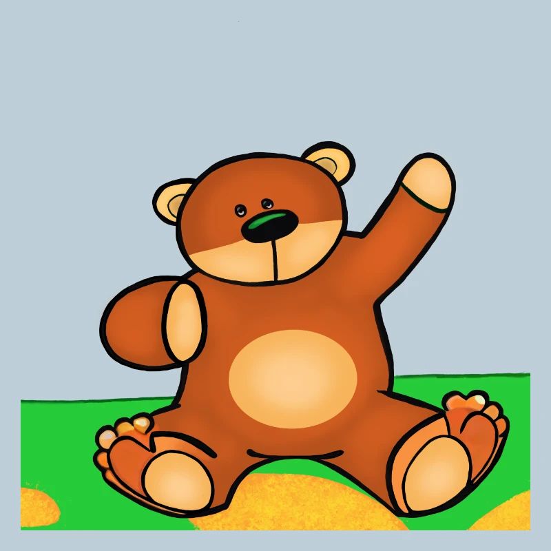 Mignon petit ourson assis dans l’herbe