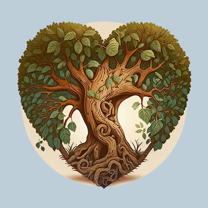 Baum in einer Herzform, Herzbaum mit Hintergrund