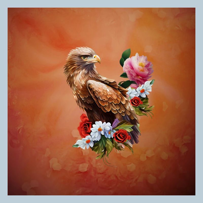Wunderbarer Adler mit Blumen.