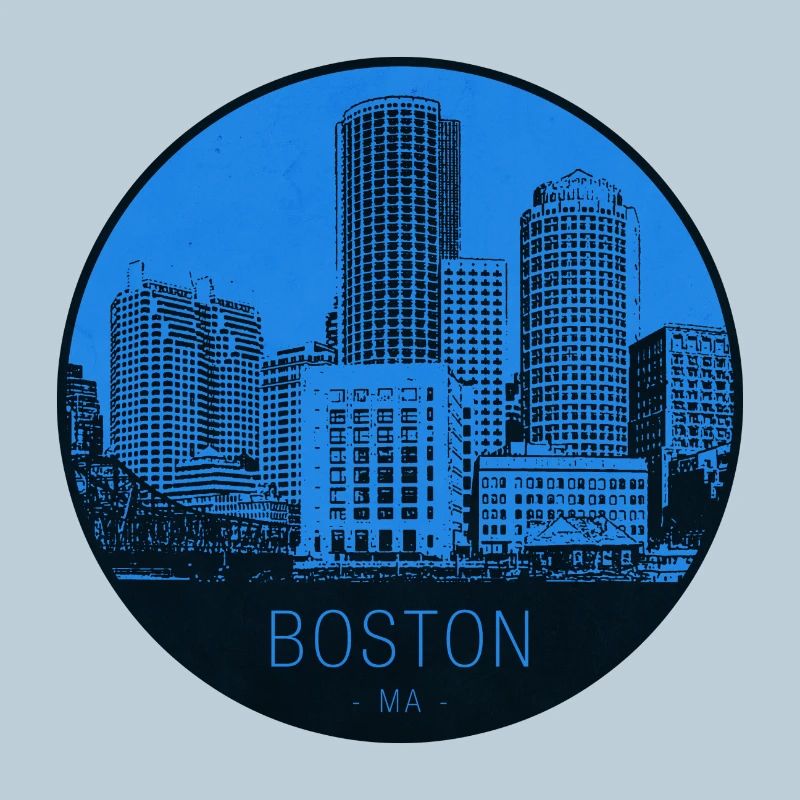 Boston Skyline Blau Kreis
