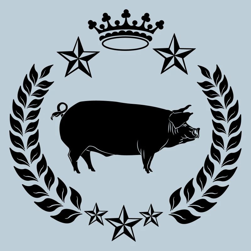 Shadow pig in laurel wreath with crown