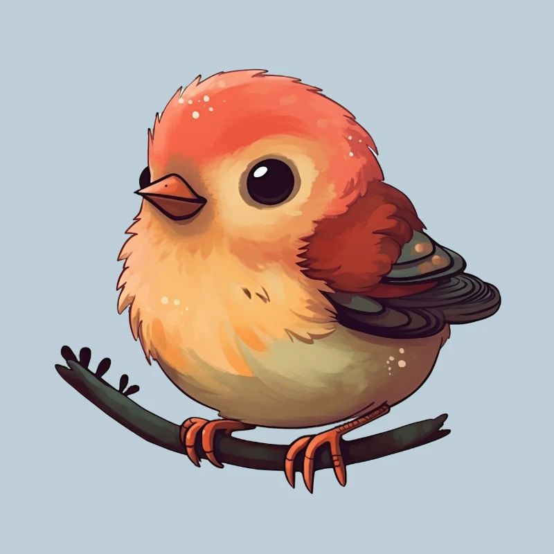 Sunlit Robin on a Branch