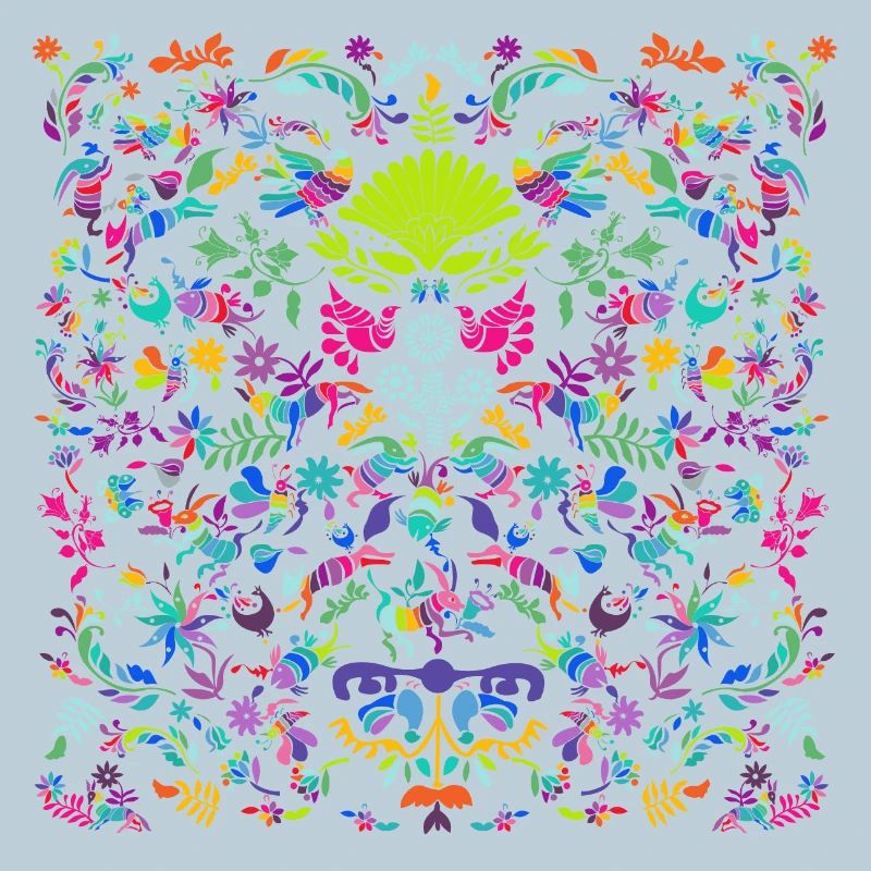 Vibrant animal and plant patterns. Otomi