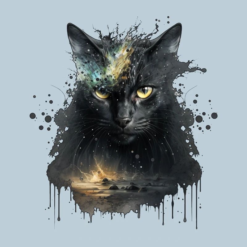 Black cat in space design