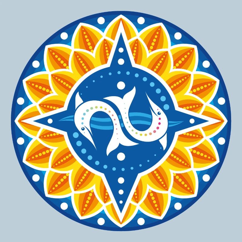 Wind rose dolphins petals waves