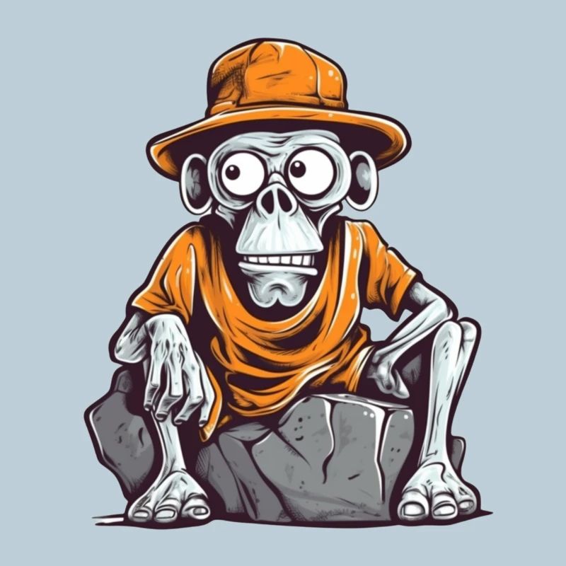 Skull monkey with hat and t-shirt