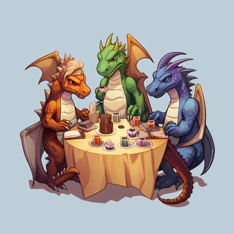 Dragons buvant du café – RPG Fantasy Design