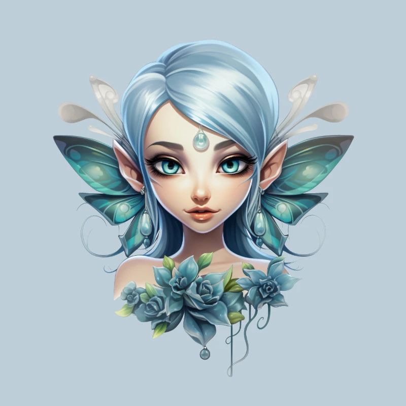 Blumen Fee mit Edelstein – Fantasy Design