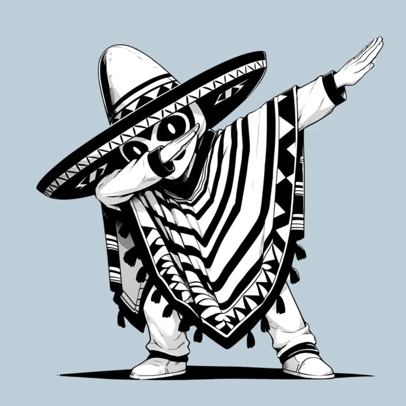 Festive Mexican Poncho with Dab