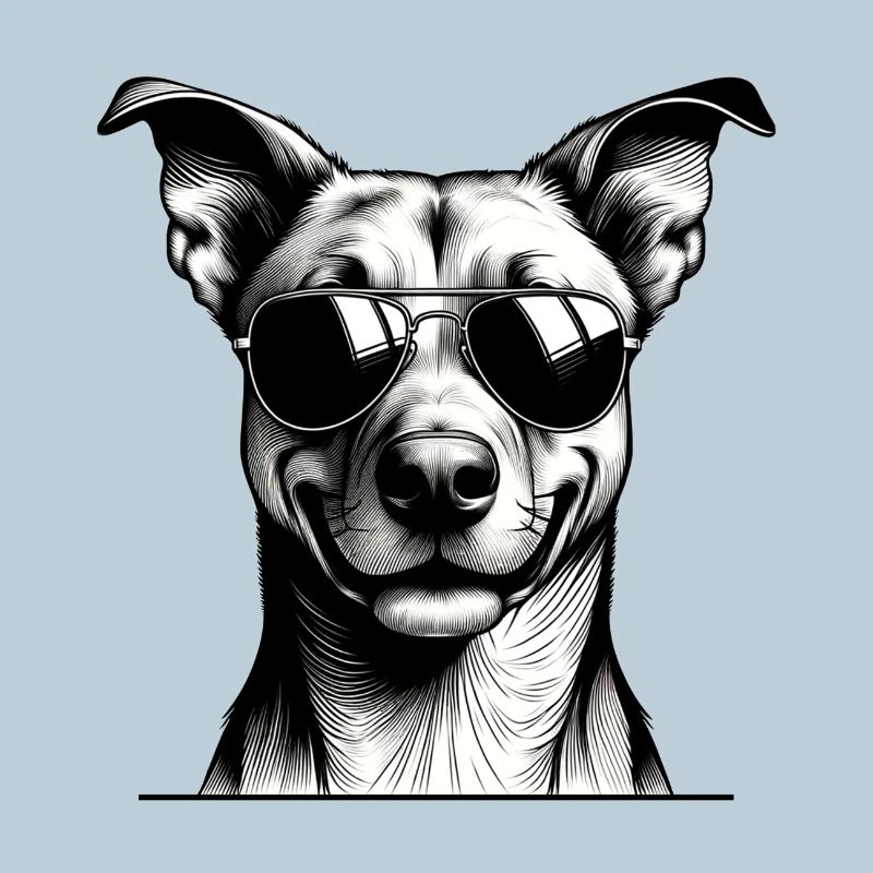 Dog with sunglasses line art