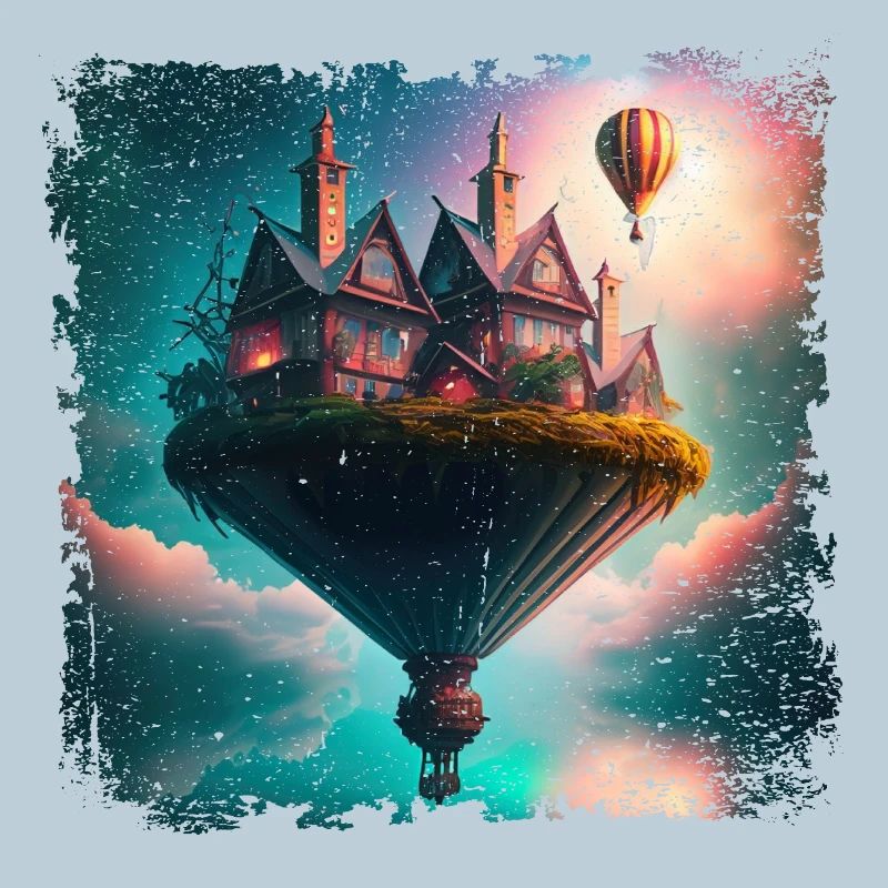 Fantasy schwebendes Dorf