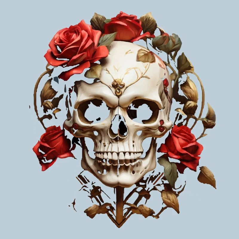 Rose Red Skull Wreath