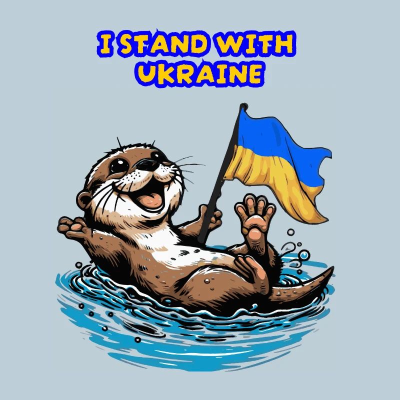 Bébé loutre mignon avec drapeau de l’Ukraine