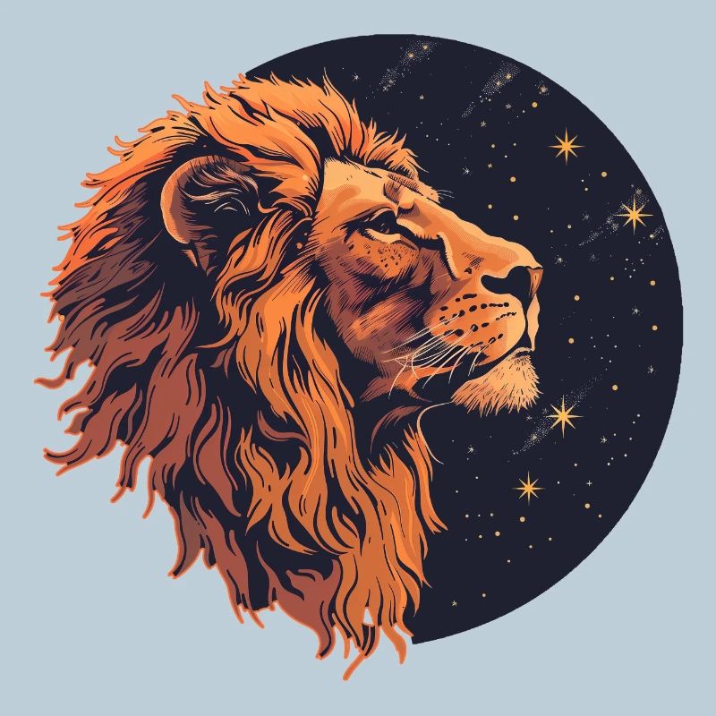 Lion with starry sky