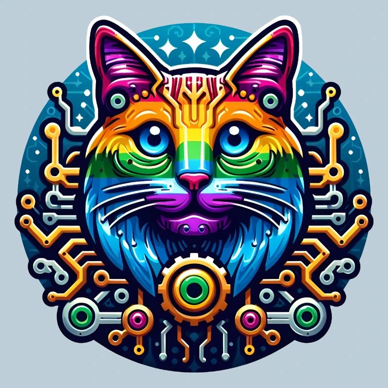 Chat arc-en-ciel mécanique
