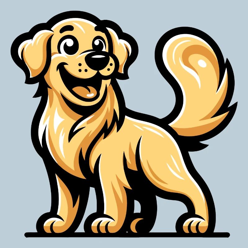 A cartoon style golden retriever