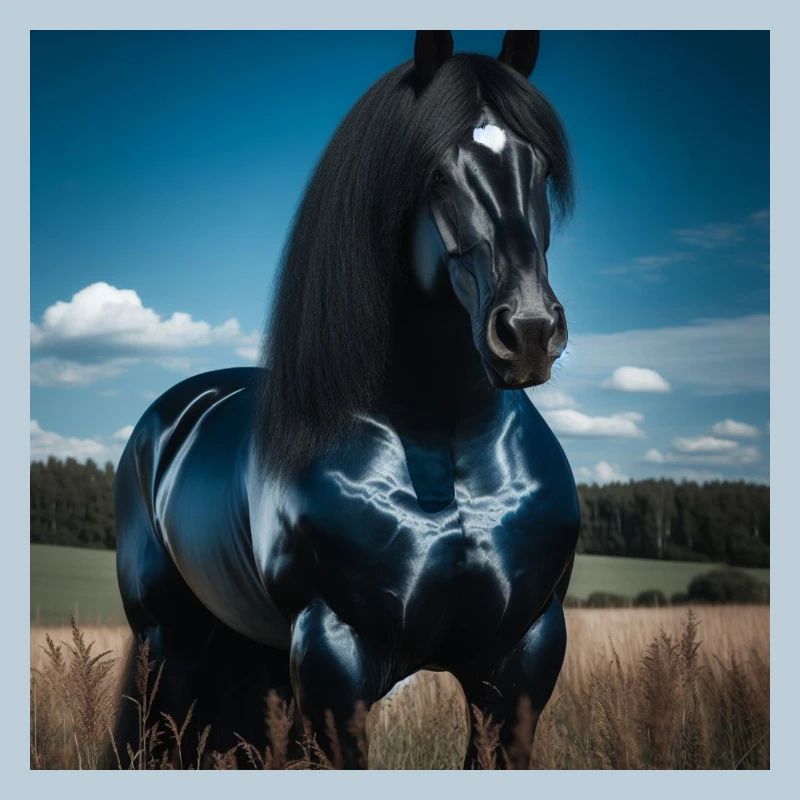 Mächtiges schwarzes Pferd