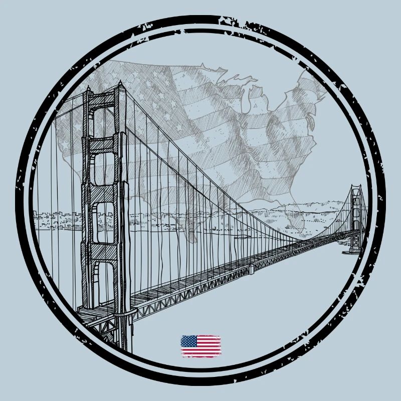 US Bridge Silhouette Map