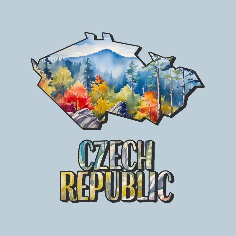 Carte à l’aquarelle République tchèque
