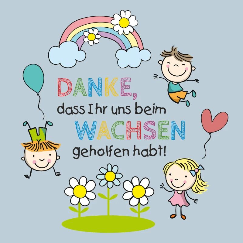 Spruch Abschied | Kinder - Regenbogen - Blumen 