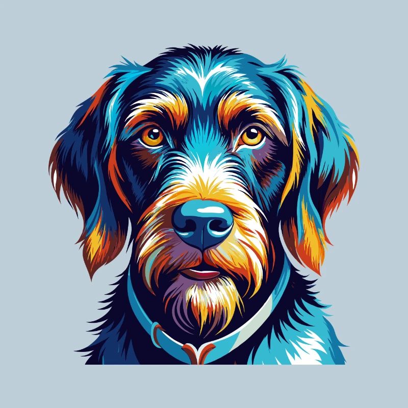 German Wirehaired Pointer Dog Breed Cartoon Kawaii
