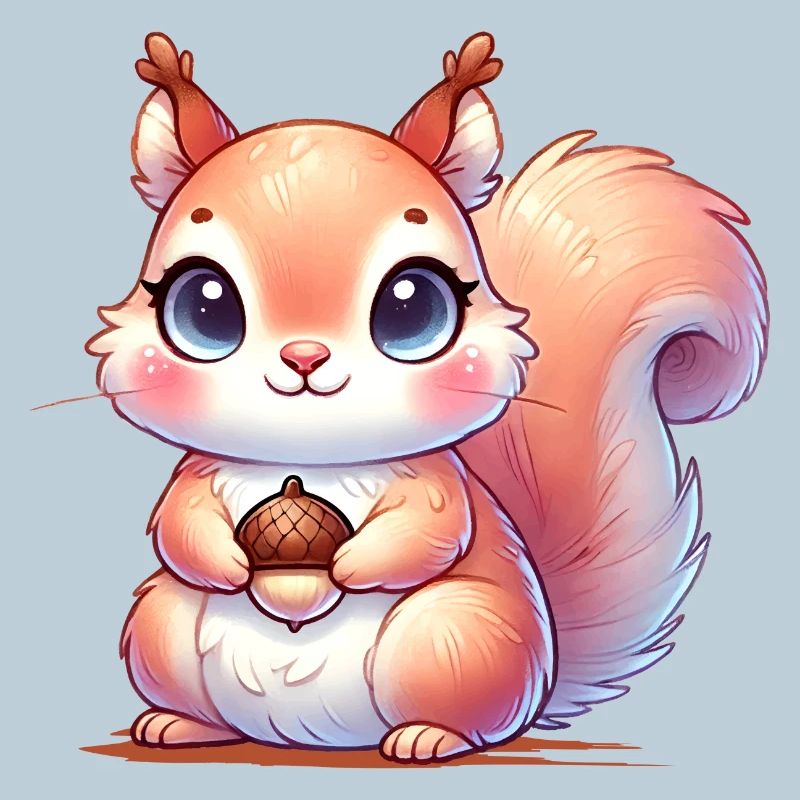 L’écureuil mignon avec sa nourriture préférée