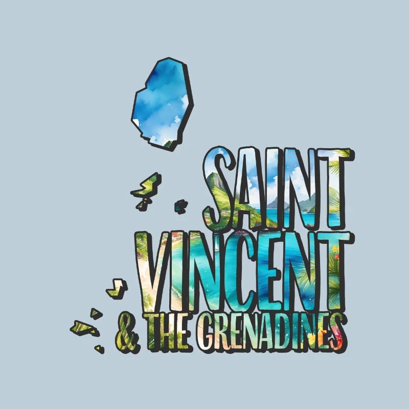 Carte à l’aquarelle Saint-Vincent-et-les-Grenadines