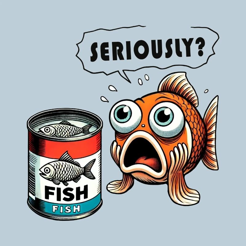 Design amusant de poisson en conserve