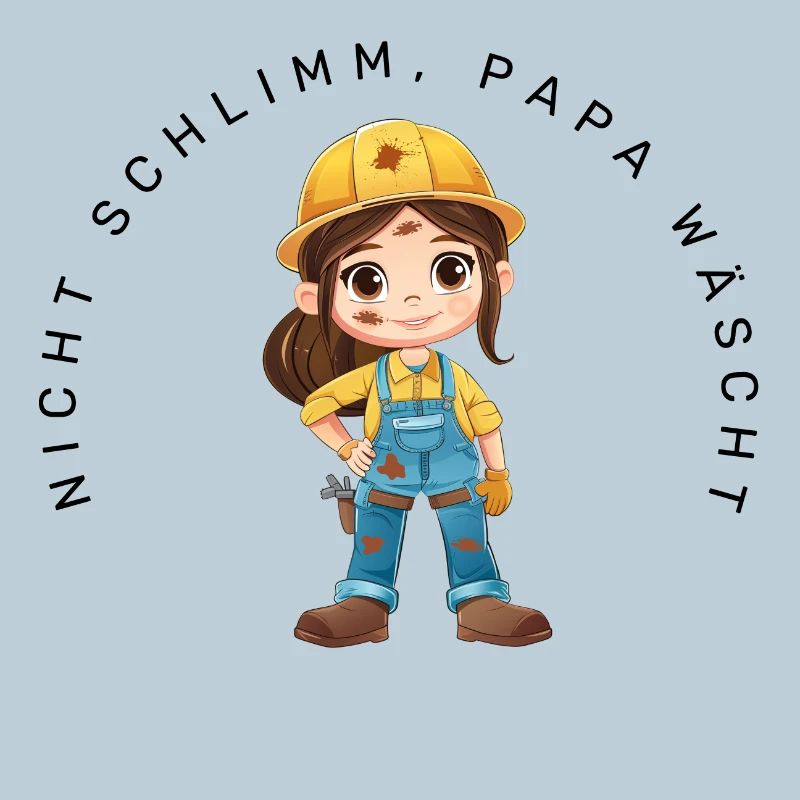 Nicht schlimm, Papa wäscht (Bauarbeiterin)