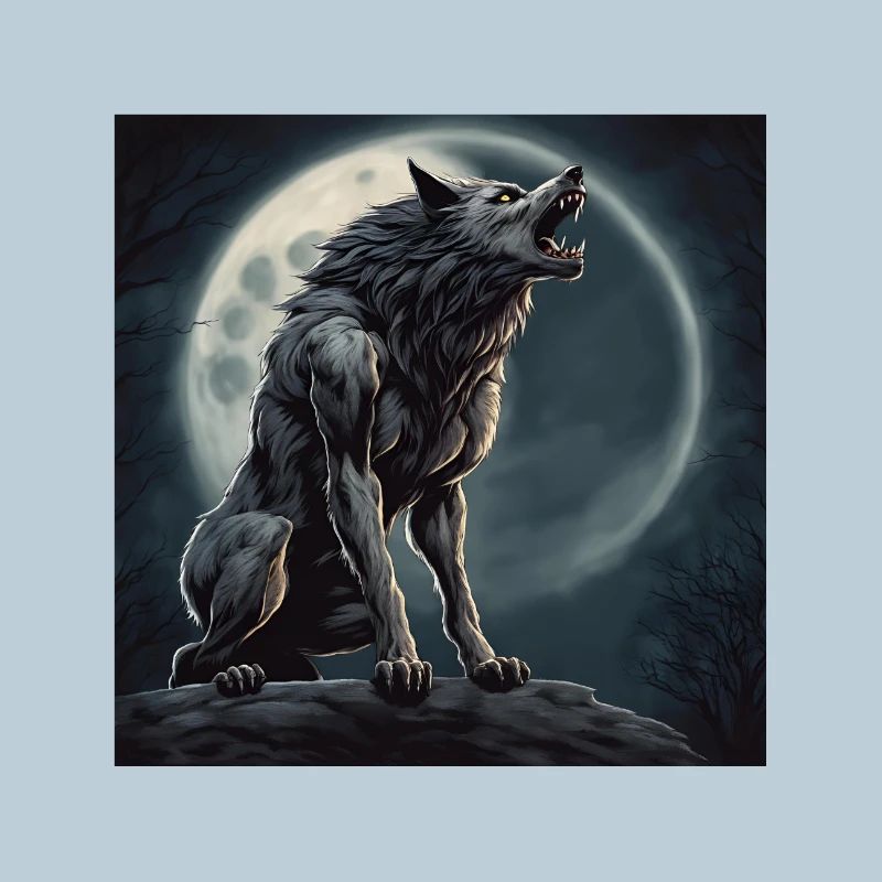 werewolf, monster, halloween, full moon