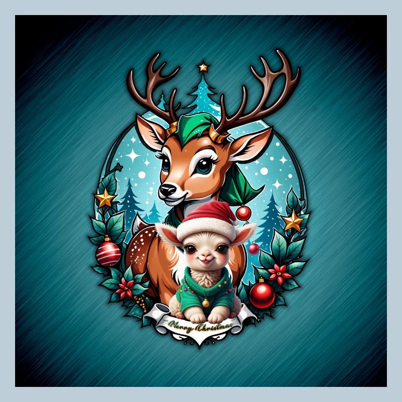 Cheerful and cozy Christmas illustration