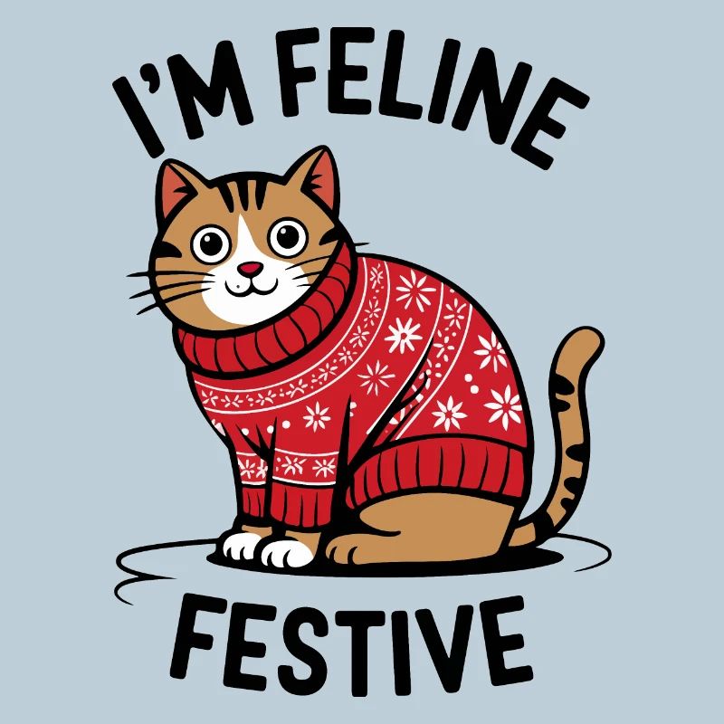 Festive Cat with Christmas Sweater