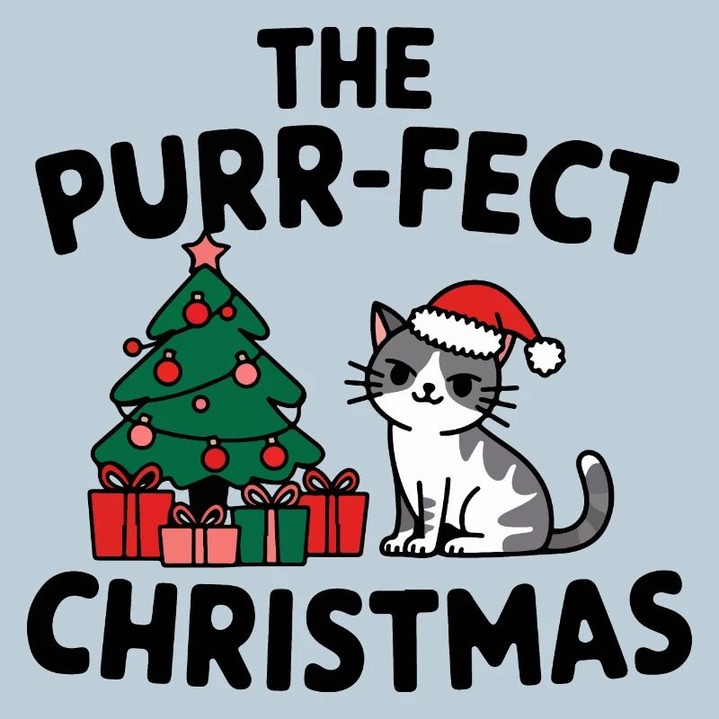 Festive Cat with Christmas Tree