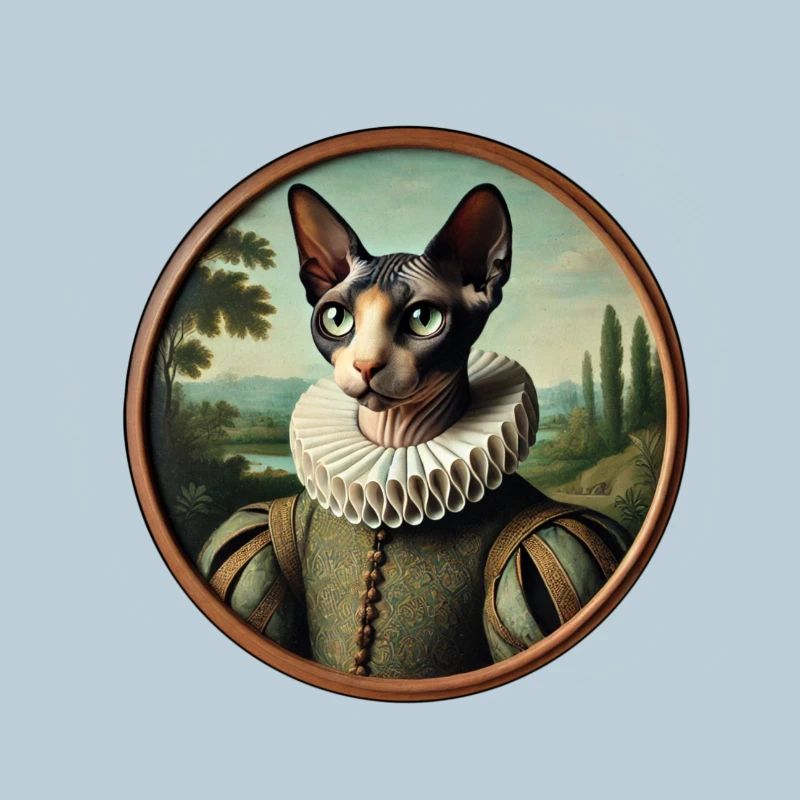 Portrait d’un chat sphynx de style Renaissance