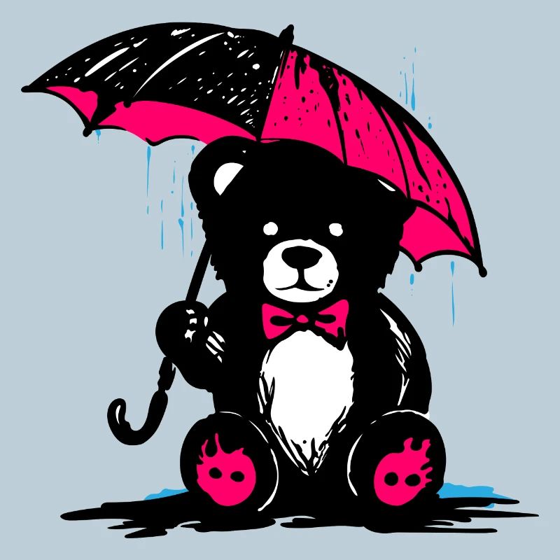 Teddy mit Regenschirm – Mistwetter
