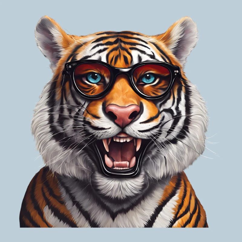 Intelligent Tiger with Glasses Design