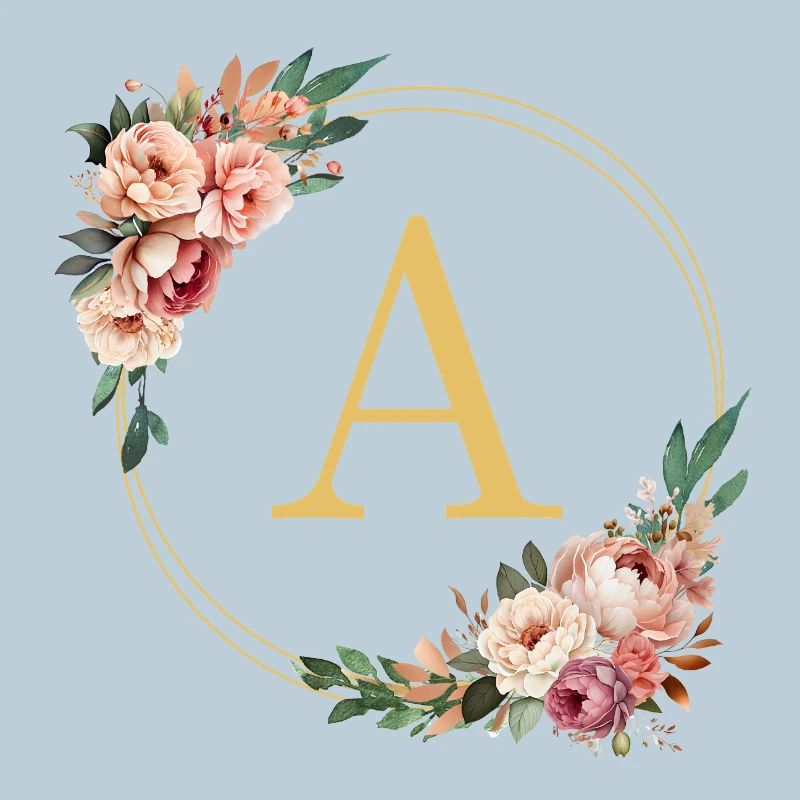Un monogramme, couronne de fleurs, personnalisable