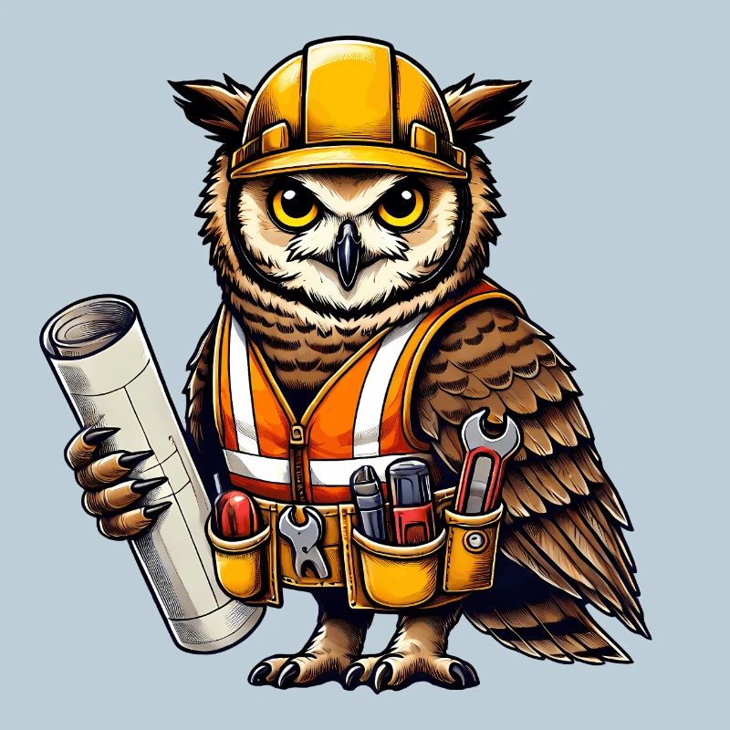 Bauarbeiter-Eule – Clever & Handwerklich!