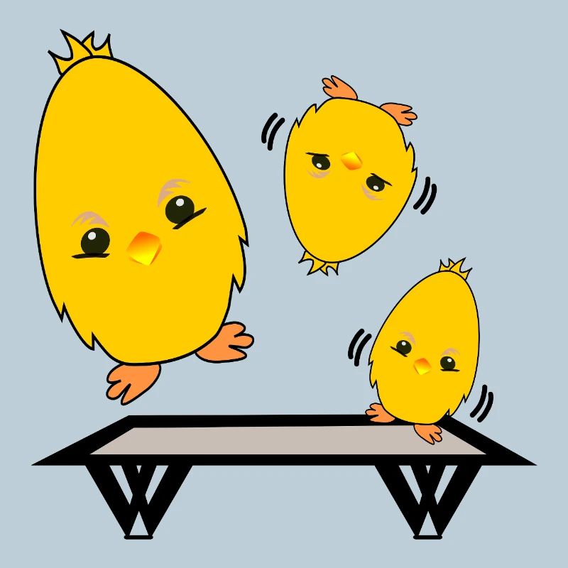 TRAMPOLIN SPRINGEN KÜKEN HÜHNER