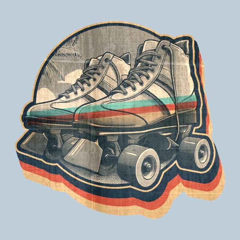Vintage Summer Retro Disco Graphic Design Roller Skate