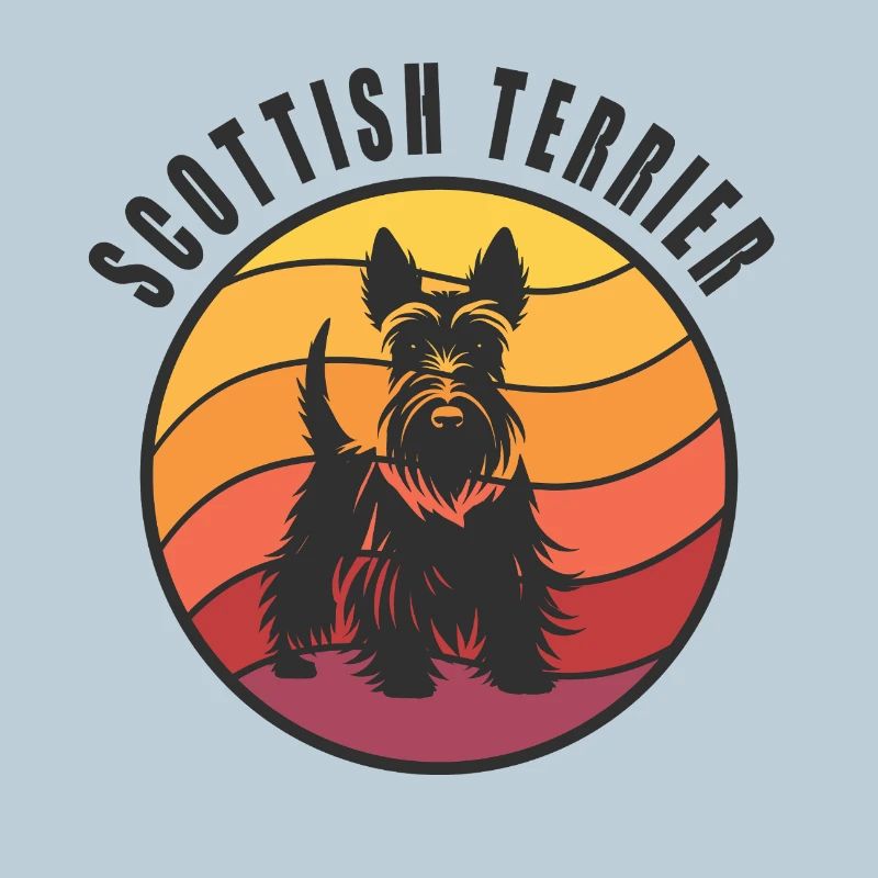 Vintage Scottish Terrier Sunset