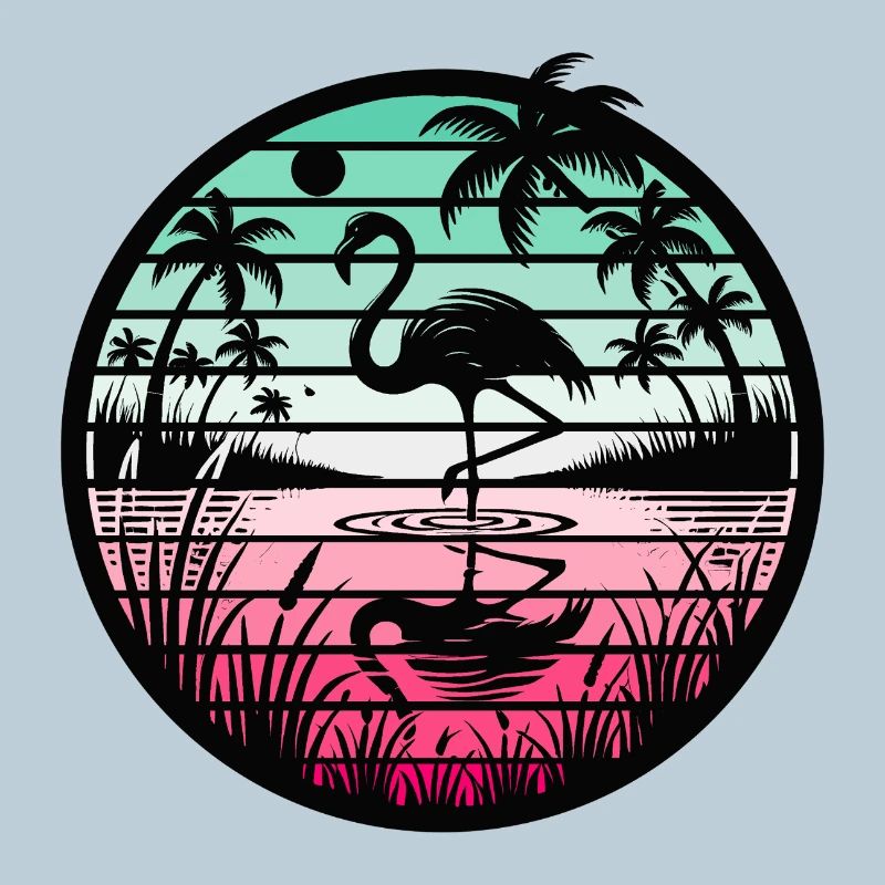 Retro Flamingo Sunset