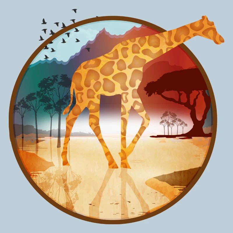 Giraffe in weiter afrikanischer Savannenlandschaft