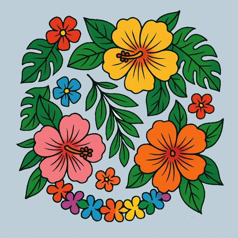 Tropical Hibiscus Floral Pattern