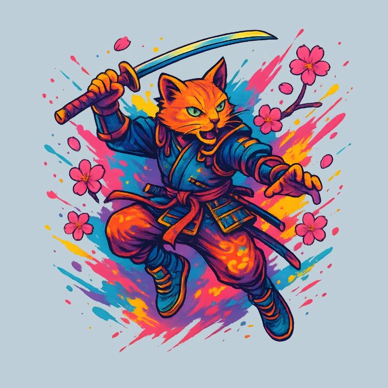 Samurai-style cat warrior