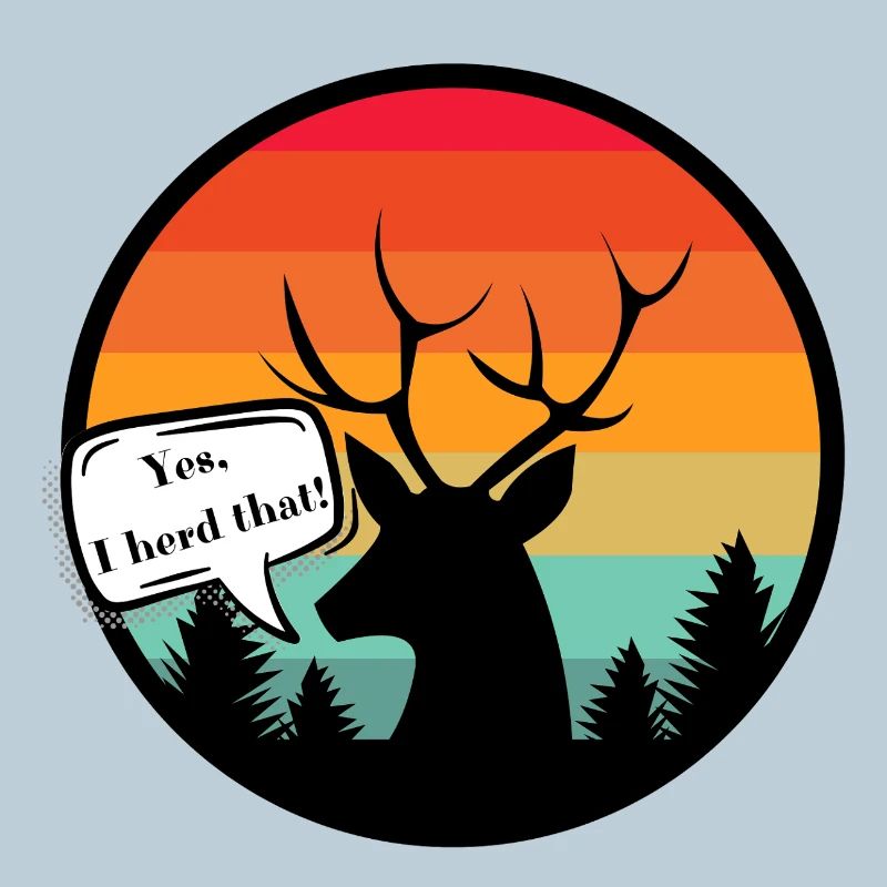 Deer with retro style sunset background